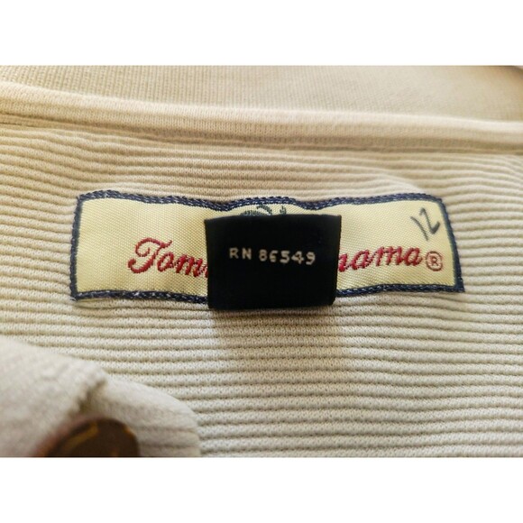 Tommy Bahama Men Long Sleeve Polo Shirt XL Cream/Beige Silk Cotton Resort Ribbed - Picture 4 of 9